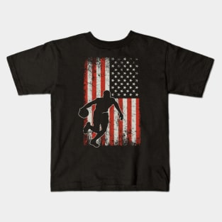 USA Flag Basketball Player Kids T-Shirt